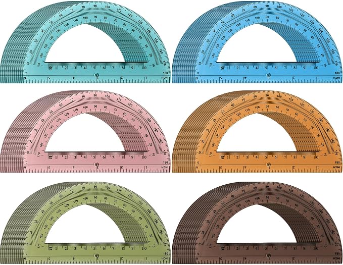 Sayglossy 72 Pcs of Colorful Plastic Protractors 180 Degrees 6 Inches by Sayglossy