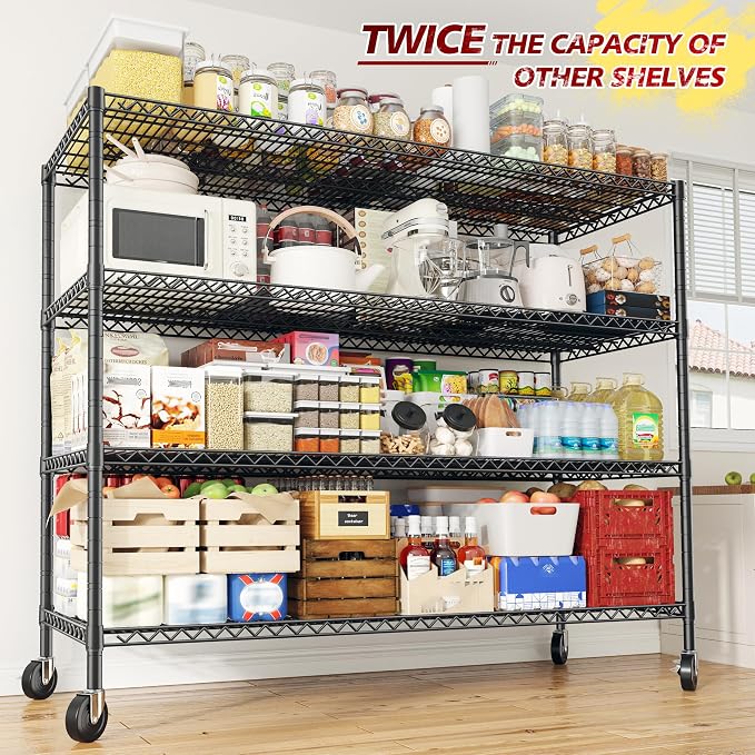 REIBII Set of 2 Storage Shelves Metal Shelving - Image 5