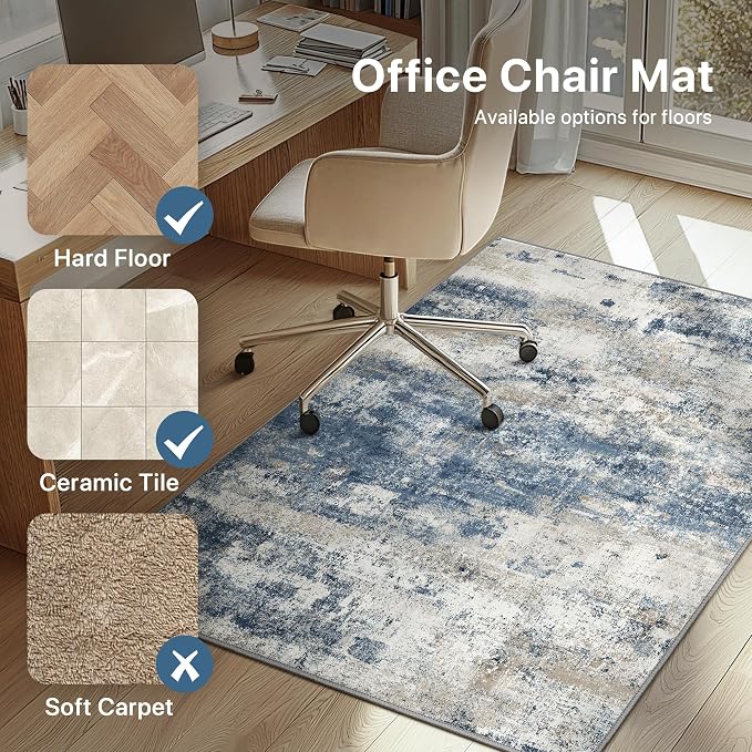 Office Chair Mat for Hardwood Tile Floor, Abstract 48"X 60" Desk Mats for - Image 3