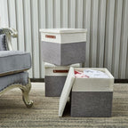DECOMOMO Storage Basket with Lid, Storage Cubes with Handles, Fabric Box with - Image 5
