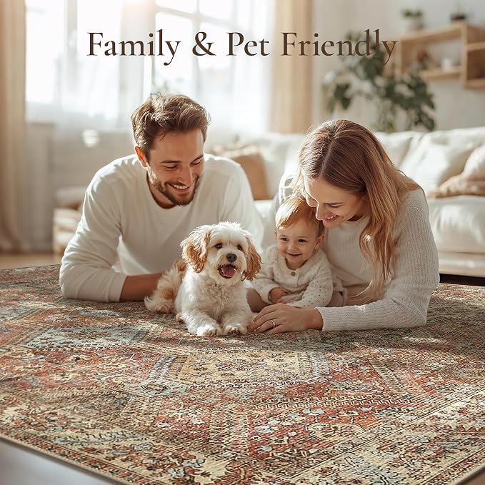 GENIMO 5x7 Area Rugs for Living Room, Machine Washable Non Slip Rugs, Low Pile - Image 7