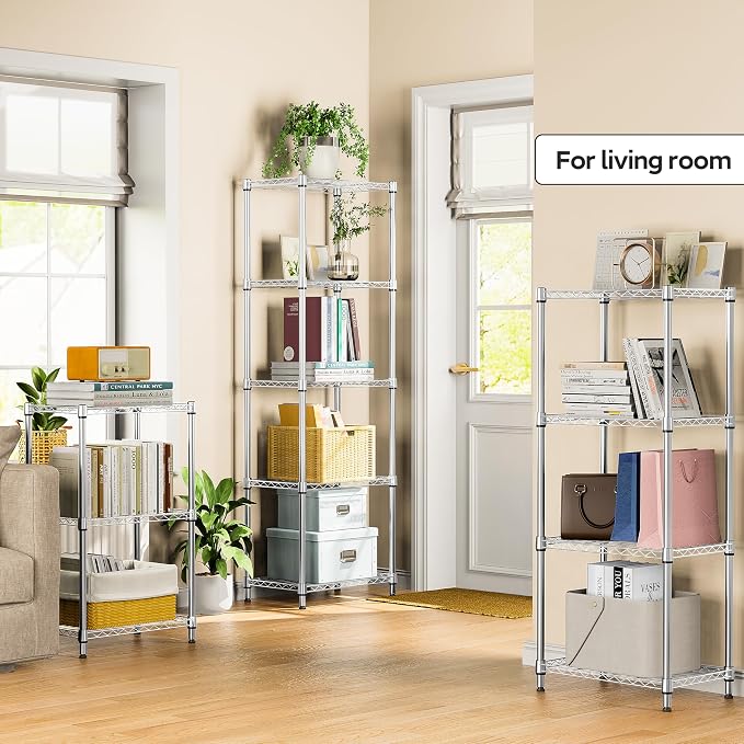 M MZG 5 Tiers Shelf Metal Storage Shelves Wire Rack Closet Organizers - Image 2