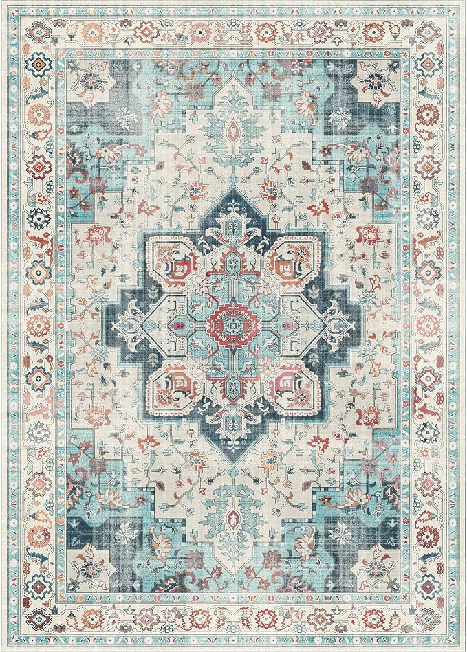 GENIMO 9x12 Area Rugs for Living Room, Machine Washable Non Slip Rugs, Low Pile - Image 7