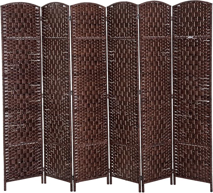 HOMCOM Room Divider, 6 Panel Folding Privacy Screen, 6FT Tall Portable Wicker by HOMCOM