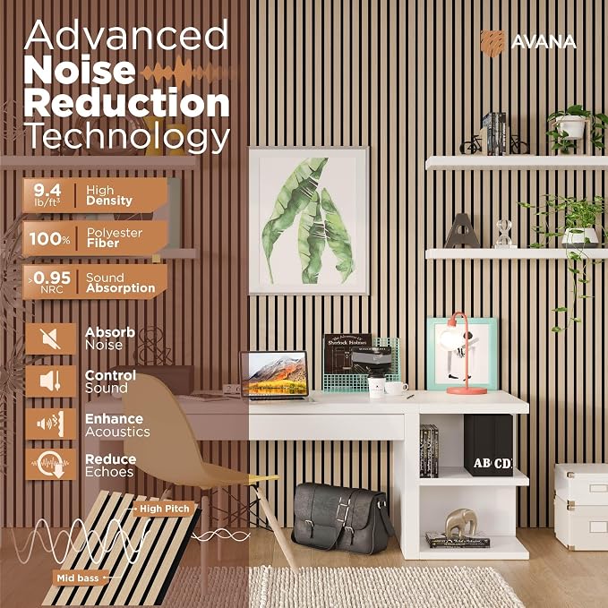 Avana Acoustic Wood Wall Panels – 47.2 X 12.6 White Oak Acoustic Panels 2 PCs – - Image 5