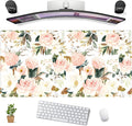 Desk Mat Pink Floral Desk Pad Cute Flowers Mouse Pad Gaming XL Large Mousepad by DCJJM