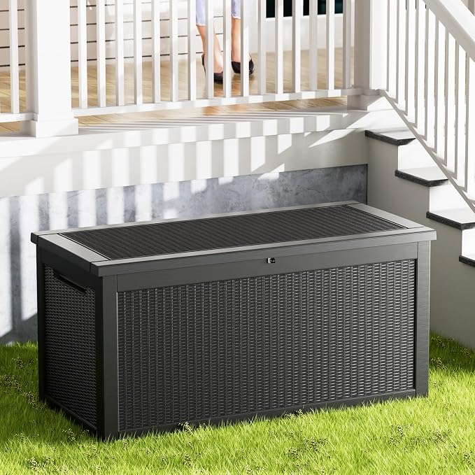 Decksplore 320 Gallon Outdoor Storage Box Waterproof Lockable Resin Deck Box - Image 8