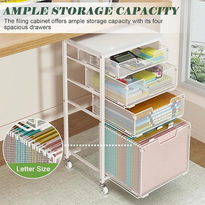 Sbanmao 4 Drawer Rolling File Cart - Image 2