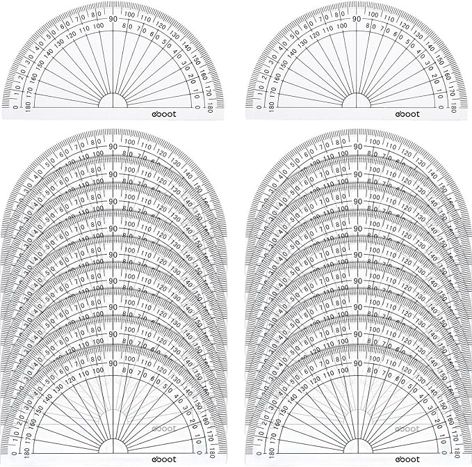 20 Pack Plastic Protractor, 180 Degrees Protractor by eBoot