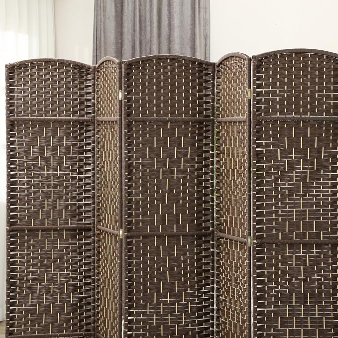 HOMCOM 6 Panel Room Divider, Hand-Woven Freestanding Wall Partition - Image 6