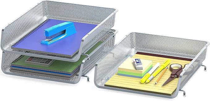 Simple Houseware Stackable Desk File Document Letter Tray Organizer, 3 Packs - Image 2