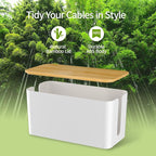 YECAYE 2 Pack Cable Management Box, Wooden Lid & Plastic Body, Medium and Small - Image 6