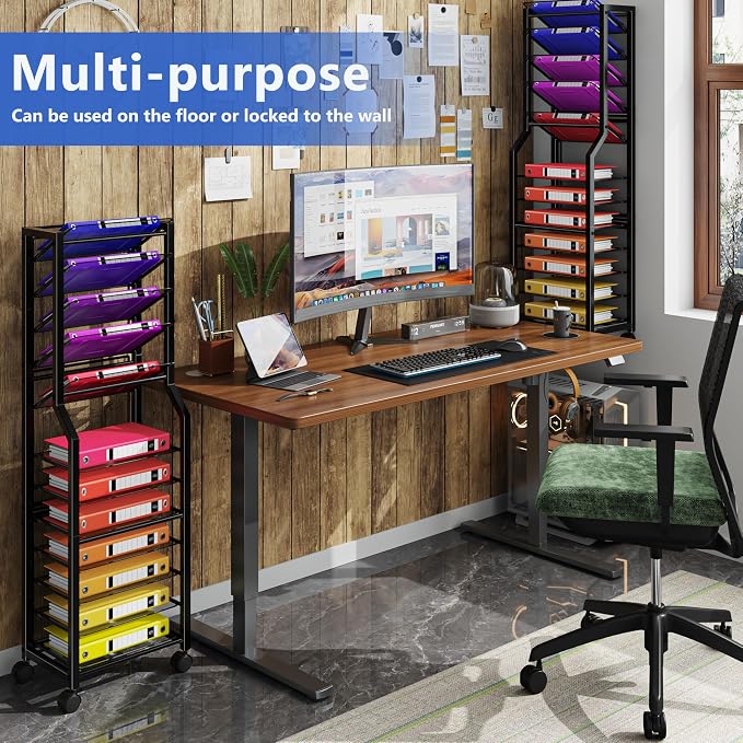 Simple Trending 12 Tier Rolling File Cart, Desk File Organizer - Image 4