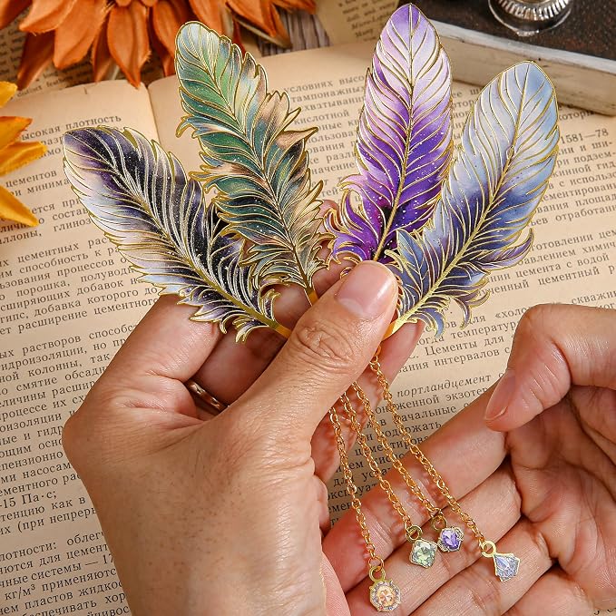 Feather-Shaped Metal Bookmarks by VYRANA