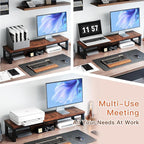 HEWORLIF Dual Monitor Stand Riser, Wood and Steel Monitor Riser, Long Computer - Image 3