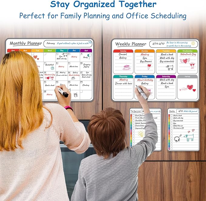 4-Pack Non-Magnetic Dry Erase Calendar Board Set – Monthly, to-Do List Planner - Image 6