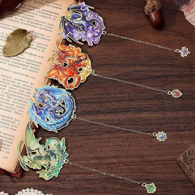 Fantasy Fourth Wings Dragon Bookmarks -4 Designs: Fire Red, Ice Blue, Thunder - Image 4