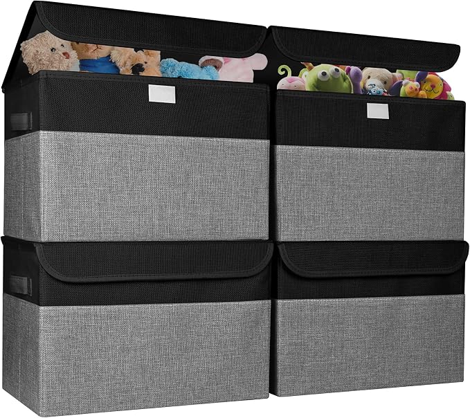 Bagnizer Large 22 Quart Linen Fabric Foldable Storage Bin Cube Organizer Basket by Bagnizer