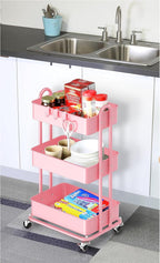 Simple Houseware 3-Tier Heavy Duty Metal Utility Rolling Cart - Image 5