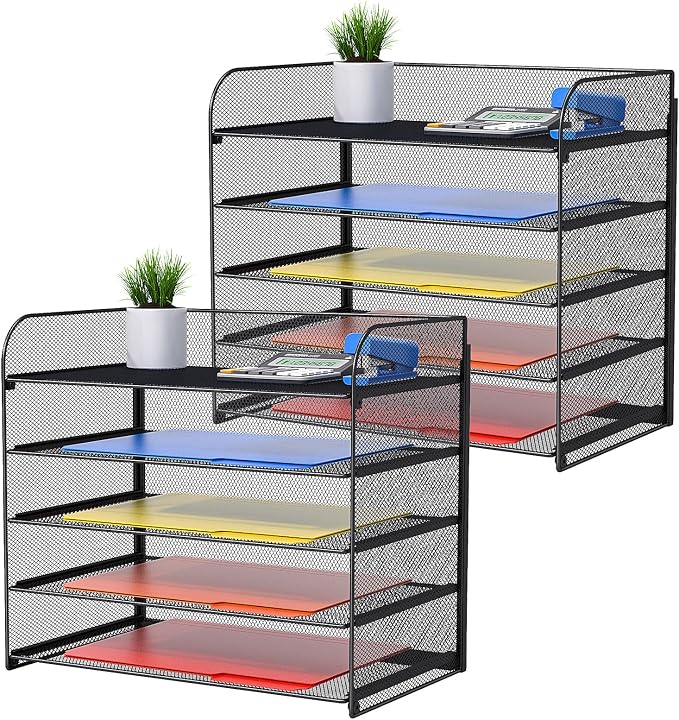 Vanulee 2 Pack Legal/A4/Letter Size Desk Paper Organizer Desktop File Organizer by Vanulee