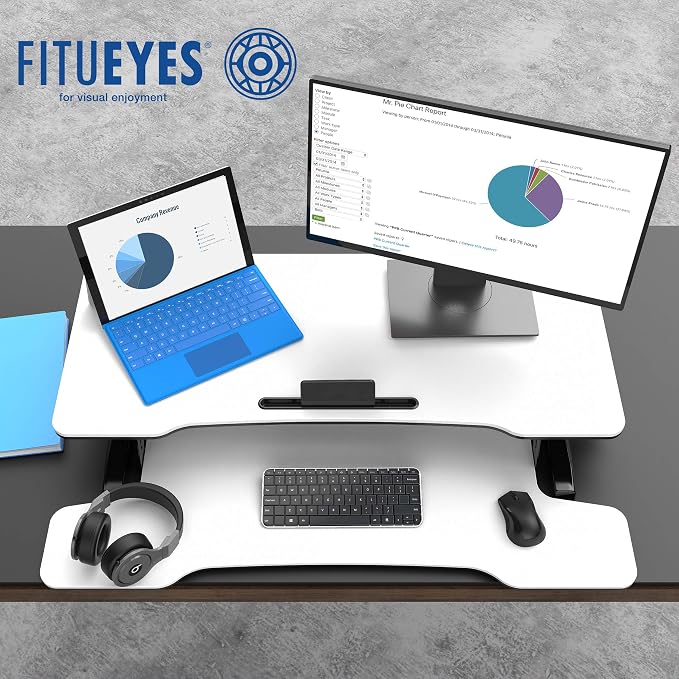 FITUEYES Height Adjustable Standing Desk 36” Wide Sit to Stand Converter Stand - Image 5