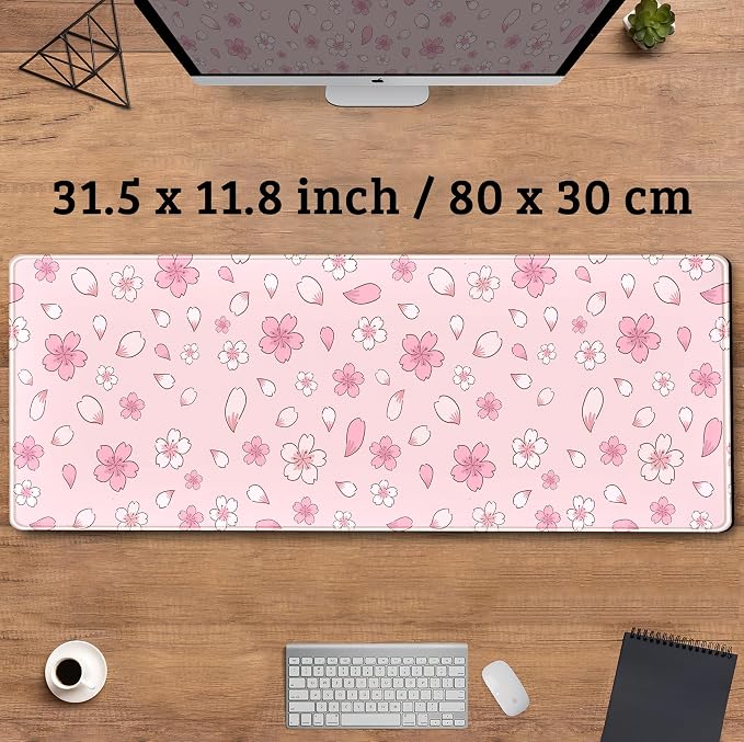 Cherry Blossom Mouse Pad Kawaii Pink XL Large Extended Gaming Desk Mat Cute - Image 3