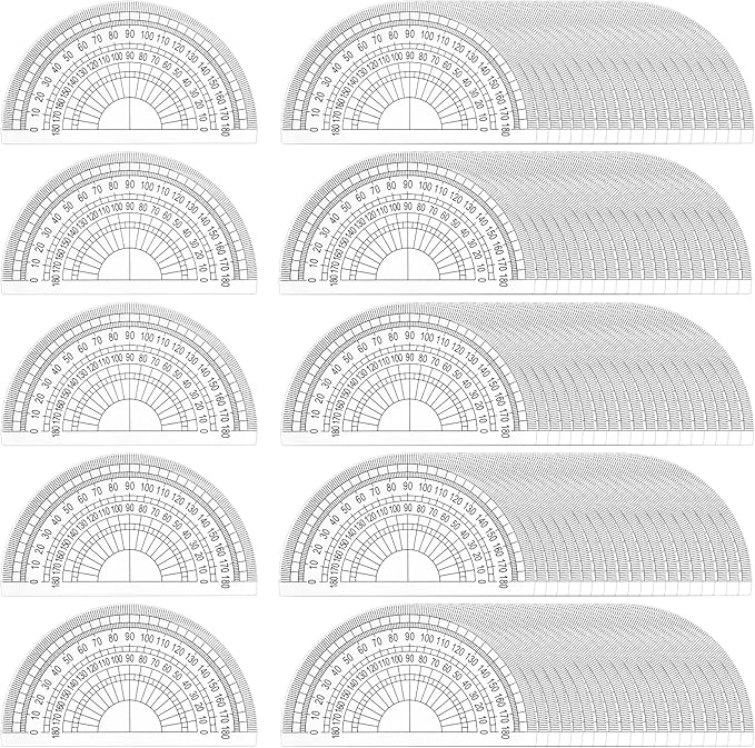 Nicunom 100 Pack Plastic Protractor 180 Degree Math Protractors Geometry by Nicunom