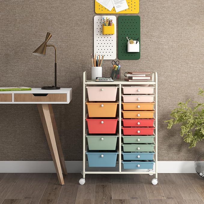 GOFLAME 15-Drawer Rolling Storage Cart, Craft Storage Cart - Image 2