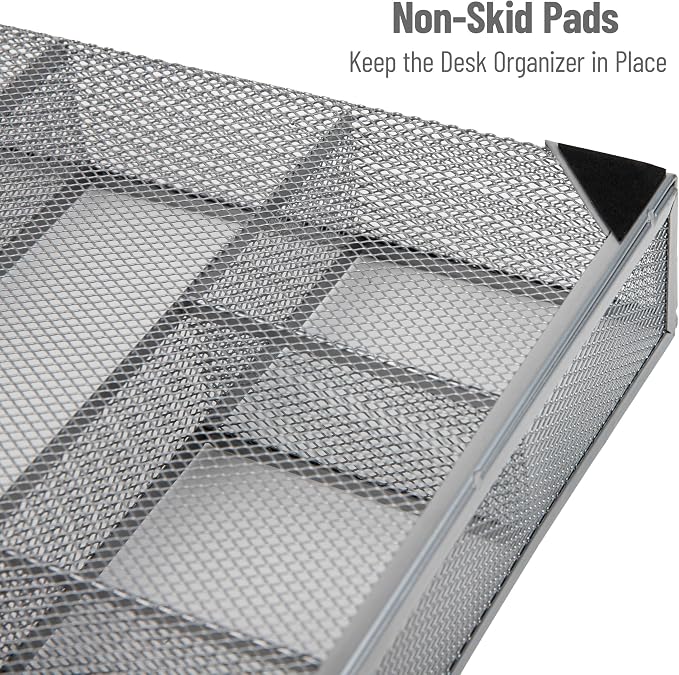 Mind Reader Drawer Organizer, Desk Org, Utensil Organizer, Metal Mesh - Image 4