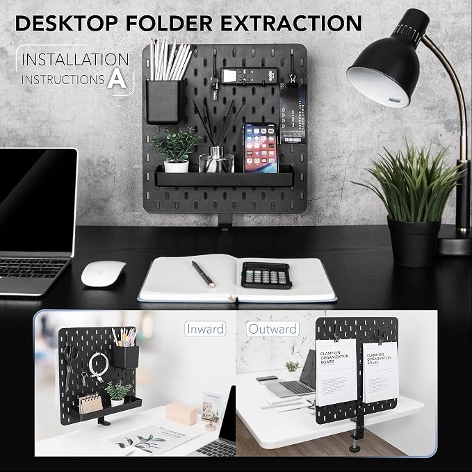 EHO Clamp-On Desk Pegboard, 13.5 x 14 inch Privacy Divider, Desk Partition Panel - Image 4