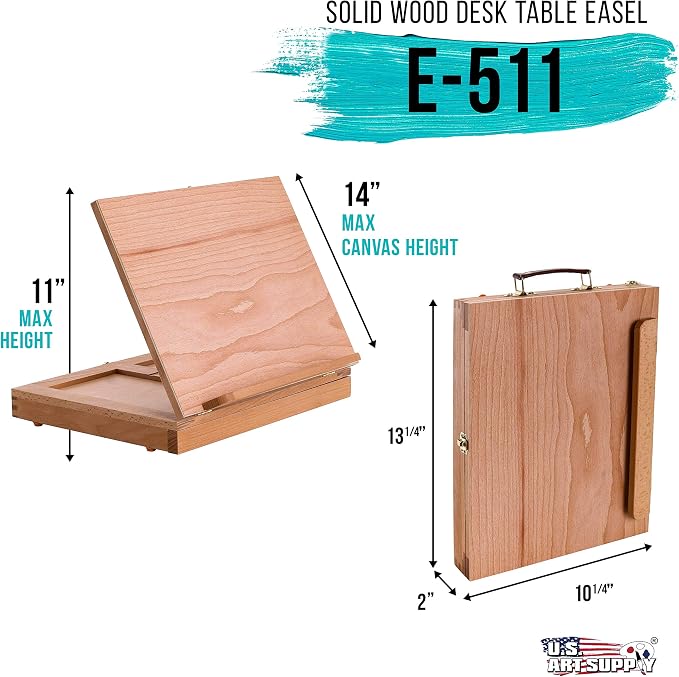 U.S. Art Supply Solid Solana Adjustable Wood Art Easel: Portable Beechwood - Image 2