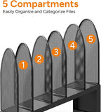 OUTIOE 5-Section Desk File Organizer, Metal Mesh Folder Organizer - Image 6