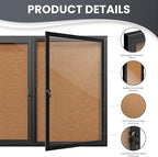 72"x36" Lockable Enclosed Bulletin Board, Outdoor Cork Weather-Resistant - Image 5