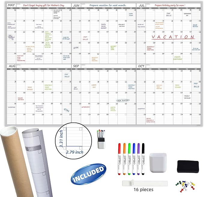 Large Dry Erase Wall Calendar by JJPRO