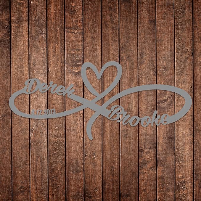 Personalized Valentines Metal Wall Sign, Custom Infinity Heart Love Couple Name - Image 7