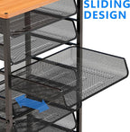 Simple Trending 12 Tier Rolling File Cart, Wood Desk File Organizer - Image 5