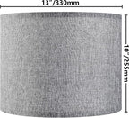 Gray Drum Lamp Shades Set of 2 Medium 13" Top x 13" Bottom x 10" High - Image 3