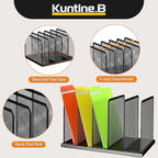 Kuntine.B Desk File Organizer 5 Upright Mesh Desktop Organizer File Sorter - Image 9